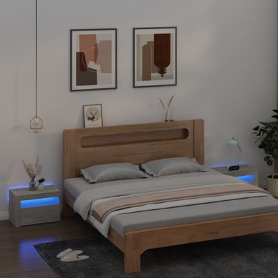 vidaXL Nočné stolíky 2 ks s LED, betónovo sivé 60x35x40 cm