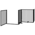vidaXL Brána pre psa dvere sklad. 4 panely čierna 320cm topoľové drevo