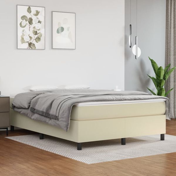 vidaXL Posteľný rám s boxspringom krémový 140x190 cm umelá koža