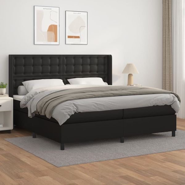 vidaXL Boxspring posteľ s matracom čierna 200x200 cm umelá koža