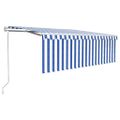 vidaXL Automatická markíza tienidlo&LED&senzor vetra 4x3m modro-biela
