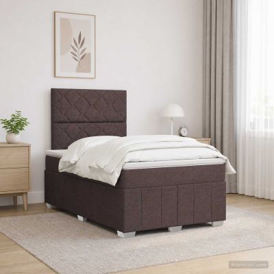 vidaXL LED boxspring posteľ s matracom Tmavohnedá 120 x 190 cm Látka
