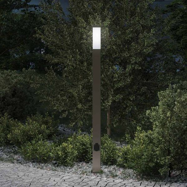 vidaXL Stĺpikové svietidlo so zásuvkou 110 cm nehrdzavejúca oceľ IP44
