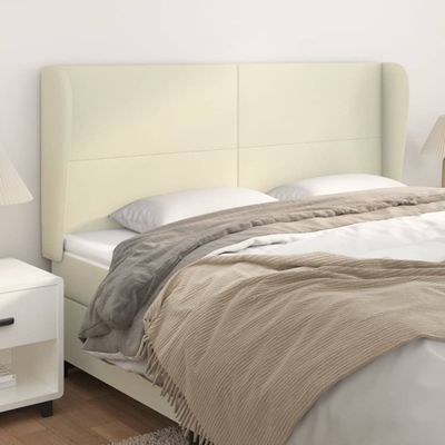 vidaXL Čelo postele so záhybmi krémové 203x23x118/128 cm umelá koža