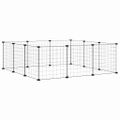 vidaXL 12-panelová klietka pre domáce zvieratá s dvierkami čierna 105x105x35 cm oceľová