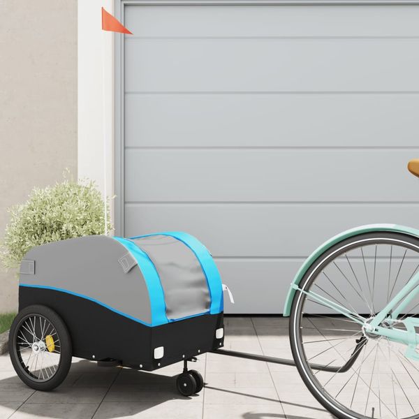 vidaXL Vozík za bicykel, čierno modrý 30 kg, železo