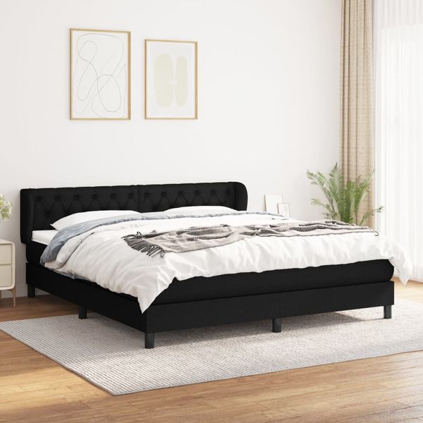 vidaXL Posteľný rám boxspring s matracom čierny 160x200 cm látka