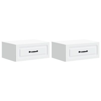 vidaXL Nástenná nočná skrinka Nástenný 2 pcs Biela 49 x 34,5 x 20 cm