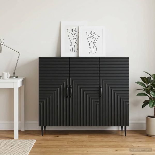 vidaXL Servírovacia skriňa Čierna 89 x 34,5 x 80 cm Kompozitné drevo