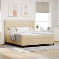 vidaXL Posteľ s pružinovým rámom s matracmi Krémová 180 x 200 cm látka