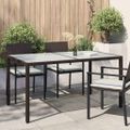 vidaXL Záhradný stôl 150x90x75 cm tvrdené sklo a polyratan hnedý
