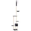 vidaXL Strom pre mačky od podlahy po strop tmavosivý 258,5-284,5 cm