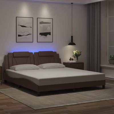 vidaXL Rám postele Viana s LED bez matraca hnedý 180x200 cm