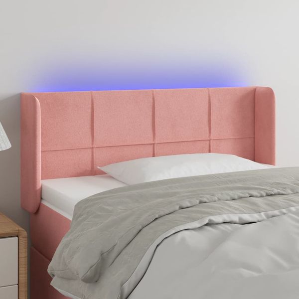vidaXL Čelo postele s LED ružové 83x16x78/88 cm zamat