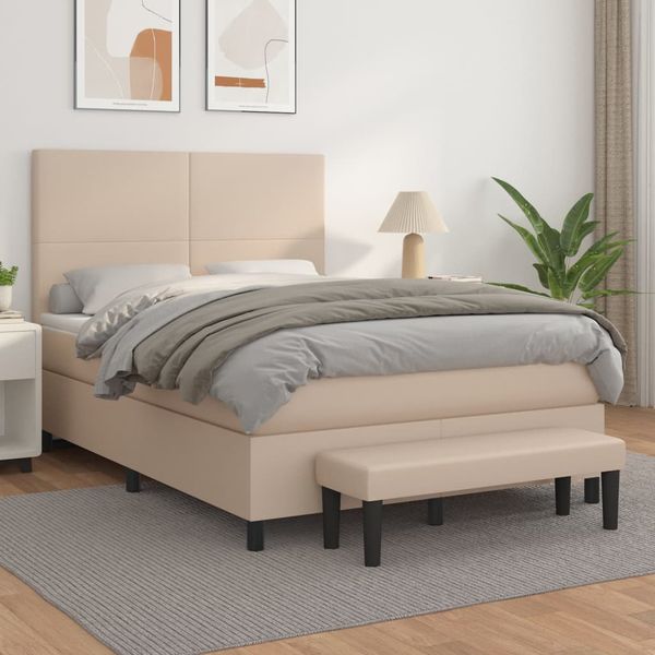 vidaXL Boxspring posteľ s matracom kapučínová 140x190 cm umelá koža
