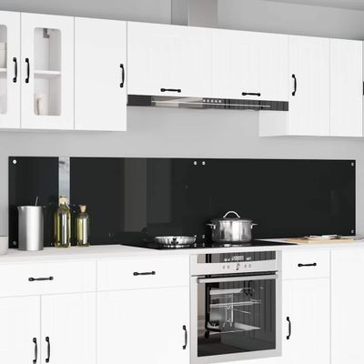 vidaXL Kuchynský obklad 2 pcs Čierna 120 x 50 cm tvrdené sklo
