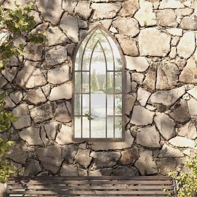 vidaXL Záhradné zrkadlo pieskové 100x45 cm exteriérové železo