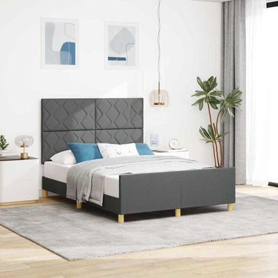 vidaXL Rám postele s čelnou doskou Tmavo šedá 140 x 190 cm látka