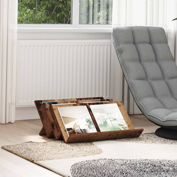 vidaXL Regál na časopisy s poličkou Staré drevo 65 x 53 x 28,5 cm