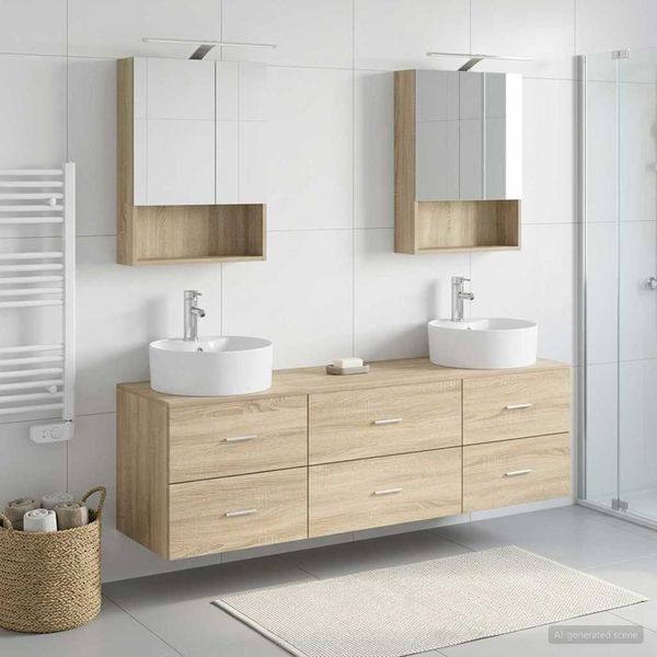vidaXL Sada kúpeľňového nábytku 5 pcs Dub sonoma