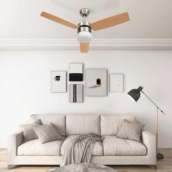 vidaXL Stropný ventilátor so svetlom a ovládačom 108 cm, svetlohnedý