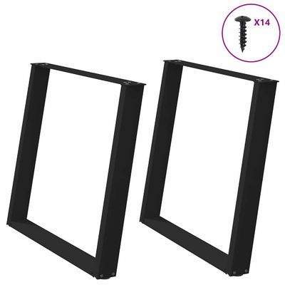 vidaXL Nohy k jedálenskému stolu v tvare U, 2 ks, čierne, 90 x (72-73) cm, oceľové
