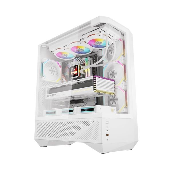 Počítačová skriňa Darkflash DY460 (biela) + 4 ventilátory ARGB