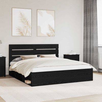 vidaXL Rám postele Čierna 200 x 200 cm Masívne borovicové drevo
