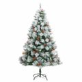 vidaXL Umelý vianočný stromček Zelená a biela 240 cm PVC, kov a plast