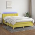 vidaXL Posteľ boxsping s matracom a LED zelená 140x190 cm látka