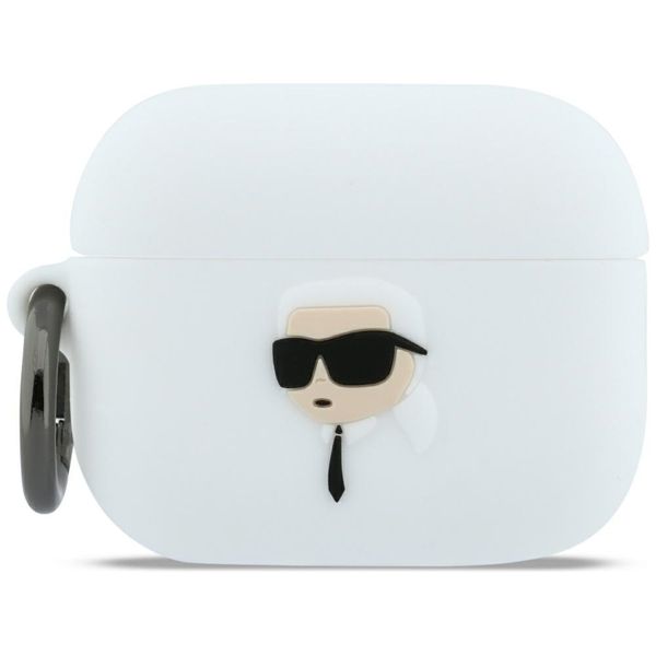Karl Lagerfeld Silikónové Karl Head 3D puzdro pre AirPods Pro 3 biela