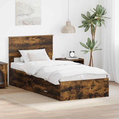 vidaXL Rám postele Dymová dub 100 x 200 cm Kompozitné drevo