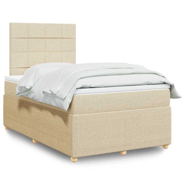 vidaXL Boxspring posteľ s matracom krémová 120x190 cm látka