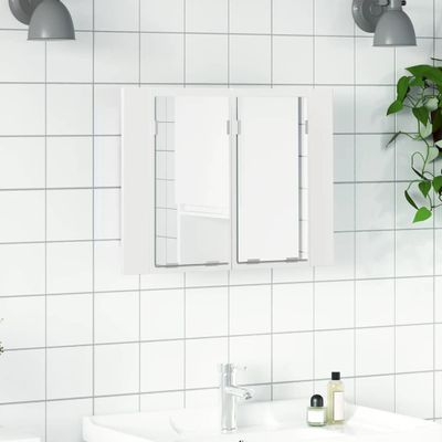 vidaXL LED kúpeľňová zrkadlová skrinka biela 60x12x45 cm akryl