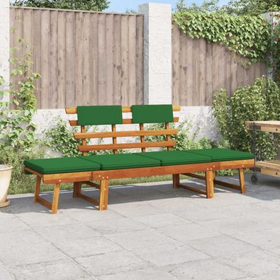 vidaXL Záhradná lavička s podložkami 2-v-1 190 cm, akáciový masív