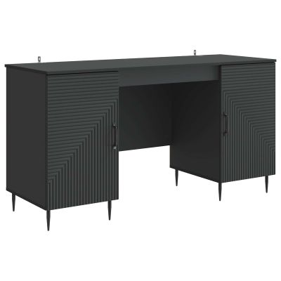 vidaXL Stôl s poličkou Čierna 142,5 x 50 x 75 cm Kompozitné drevo