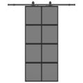 vidaXL Posuvné dvere s kovaním čierne 90x205 cm tvrdené sklo