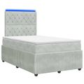 vidaXL LED boxspring posteľ s matracom Svetlosivá 120 x 190 cm Zamat