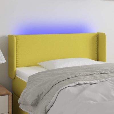 vidaXL Čelo postele s LED zelené 93x16x78/88 cm látka