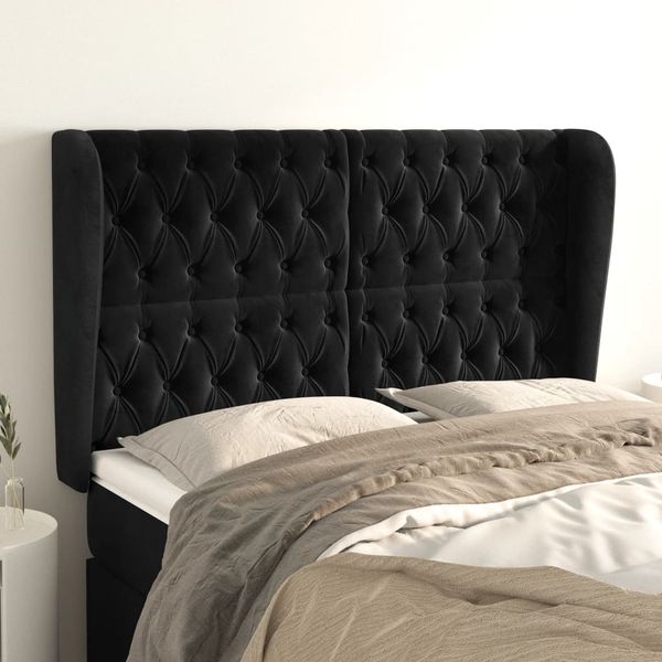 vidaXL Čelo postele so záhybmi čierne 147x23x118/128 cm zamat