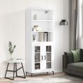 vidaXL Vysoká skrinka biela 69,5x34x180 cm spracované drevo