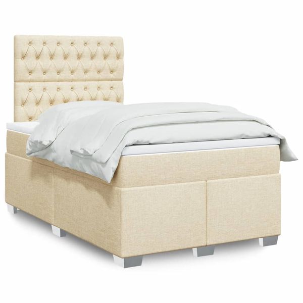 vidaXL Boxspring posteľ s matracom krémová 120x190 cm látka