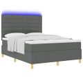 vidaXL LED box s pružinami Tmavo šedá 140 x 190 cm látka