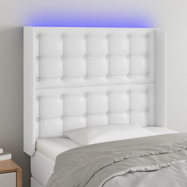 VidaXL Čelo postele biele 93x16x118/128 cm umelá koža