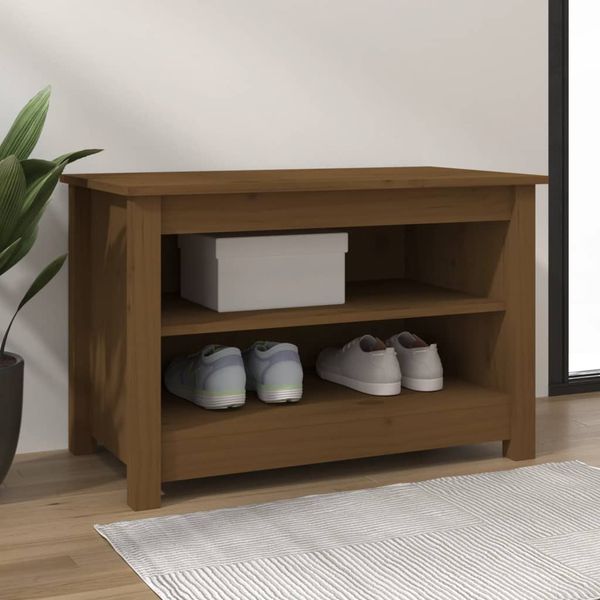 vidaXL Skrinka na topánky medovo-hnedá 70x38x45,5 cm masívna borovica