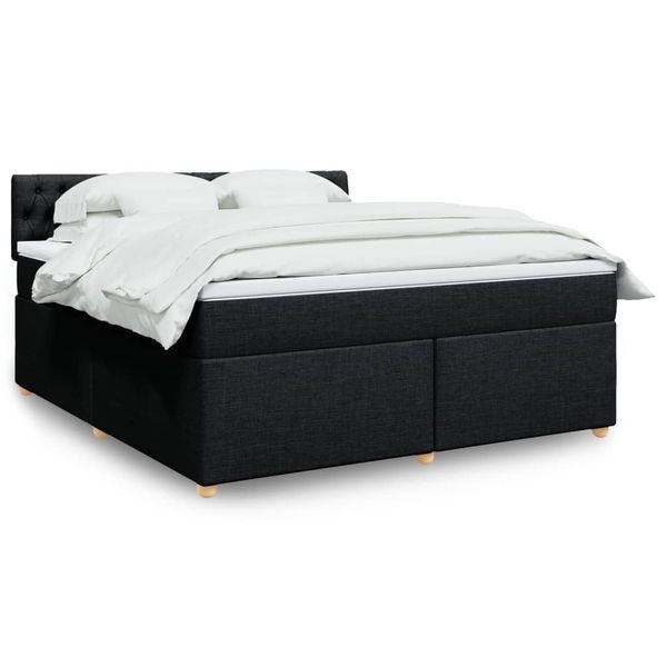 vidaXL Posteľný rám boxspring s matracom čierny 180x200 cm látka