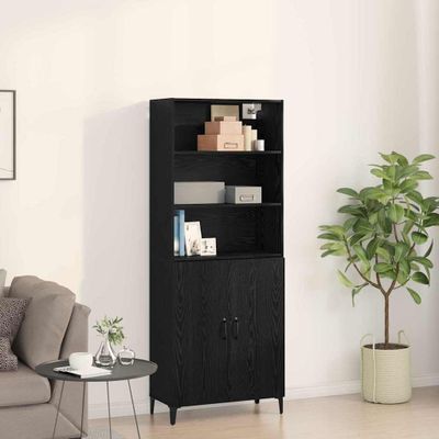 vidaXL Highboard Čierny dub 69,5 x 32,5 x 180 cm Kompozitné drevo