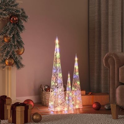 vidaXL Sada akrylových LED svetelných kužeľov viacfarebné 30/45/60cm