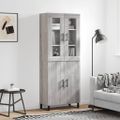vidaXL Vysoká skrinka sivý dub sonoma 69,5x34x180 cm spracované drevo