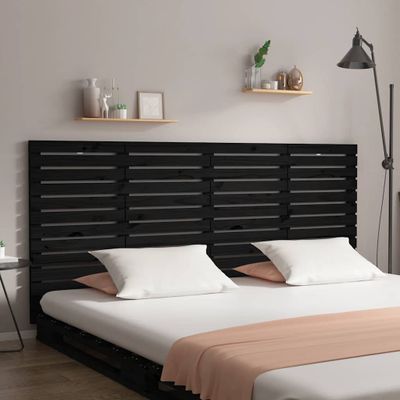 vidaXL Nástenné čelo postele čierne 166x3x91,5 cm masívna borovica